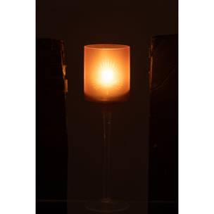 J-Line photophore + Pied Feuilles De Palmier - verre - beige - small