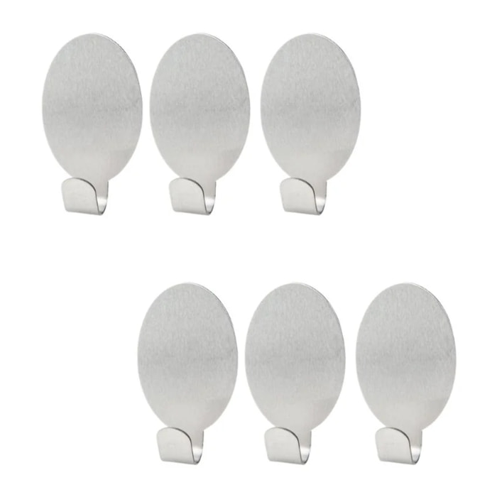 Crochets adhésifs muraux en inox Lot de 6 dimensions 4,1 x 2,4 x 1,8 cm Fackelmann Tecno