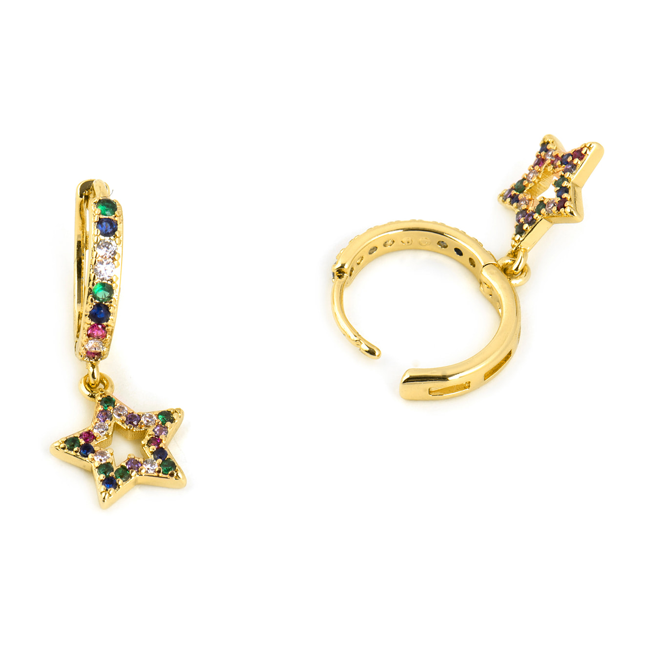 Pendientes con Circonita Multicolor acabado oro 18k