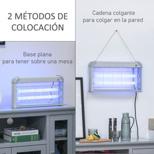 Lámpara Antimosquitos Eléctrico Profesional Mata Mosquitos Eléctrico 15W de Cada Tubo Área 60m² con Luz UV para Exterior e Interior