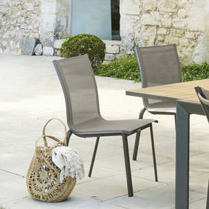 Chaise de jardin empilable "Axant" wengé & praline en aluminium traité époxy