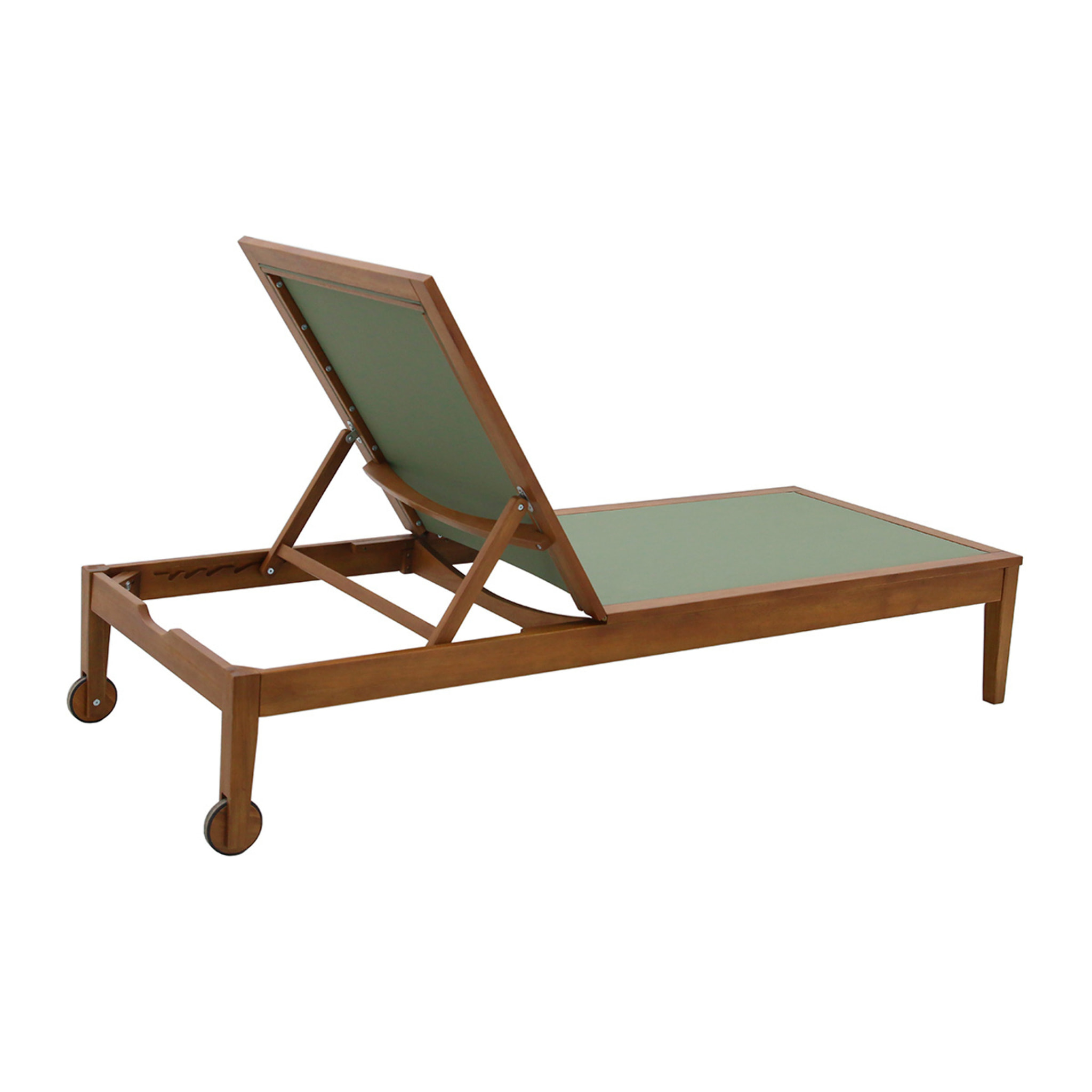 Bain de soleil vert kaki et bois massif NAVEEN