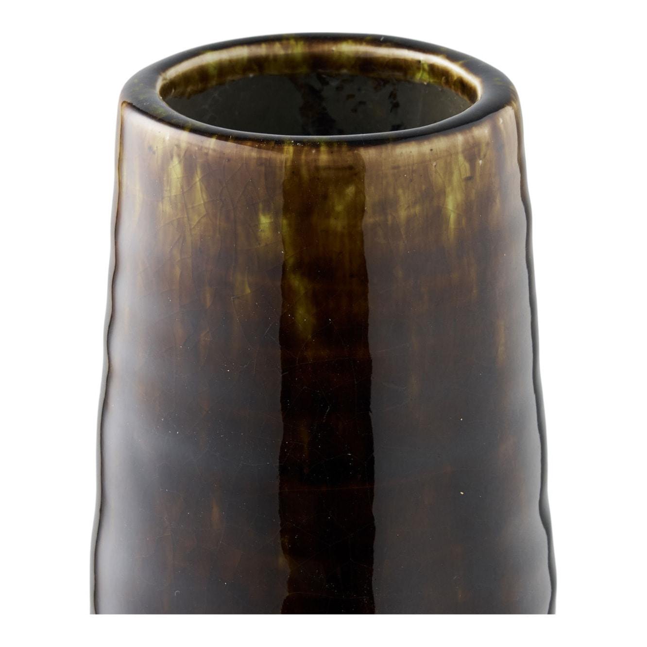 Vaso in ceramica marrone con smalto a colatura ø12,5×48 cm