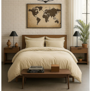 Paire de Taies D'oreiller Avec Volant 100% Percale De Coton Lavé écru