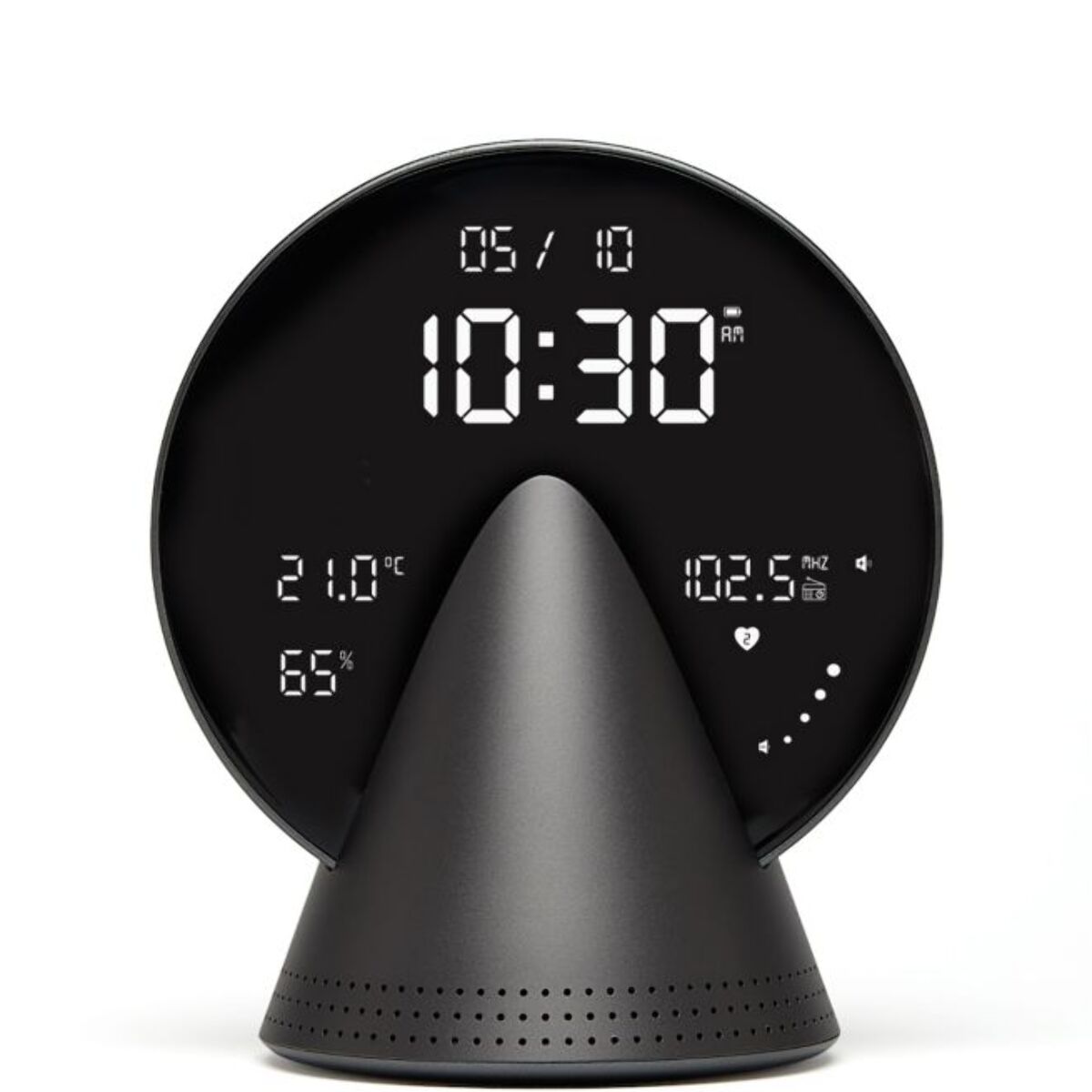Radio réveil LEXON Conic Clock avec fonction Bluetooth Gris