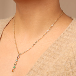 Collana a Cravatta in Argento 925 placcato Oro Giallo 18Kt con Pietre Naturali