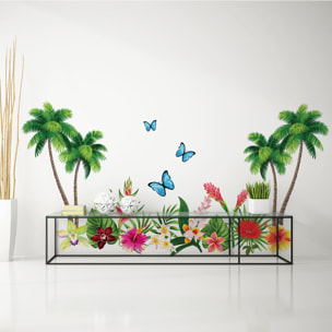 Stickers muraux | Sticker Mural Autocollant - FLEURS PARADIS TROPICAL - adhésifs fond transparent