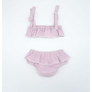 BIKINI TELA CUADROS MALVA