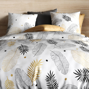 Parure housse de couette imprimé 100% coton - envole - gris