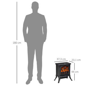 Chimenea Eléctrica de Pie 750/1500 W, Chimenea Decorativa con 2 Niveles de Potencia, Efecto Llama, Protección Sobrecalentamiento, Área de Cobertura 15-20 m², Negro