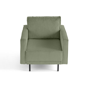 Charlie - fauteuil - pieds hauts - en velours côtelé - Vert sauge