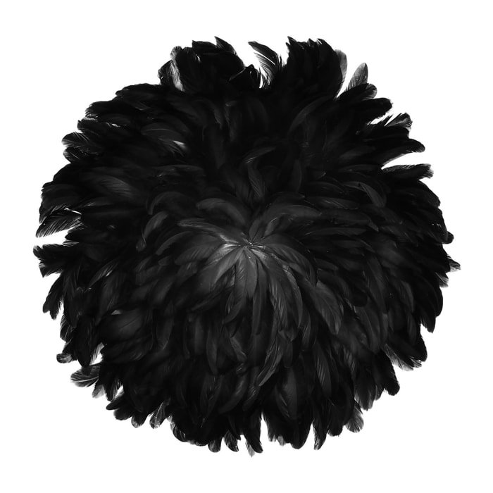 Décoration murale noire en plumes de coq 50cm PLUMET