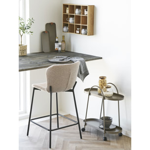 Set 2 sgabelli counter Maceda in bouclé beige con gambe nere 47x55x95 cm