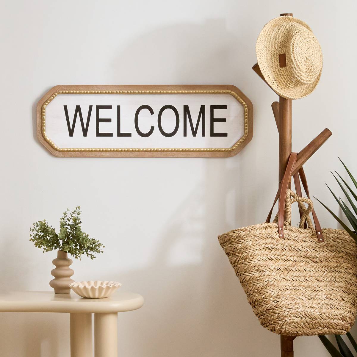 Décoration murale Welcome 26x78cm blanc