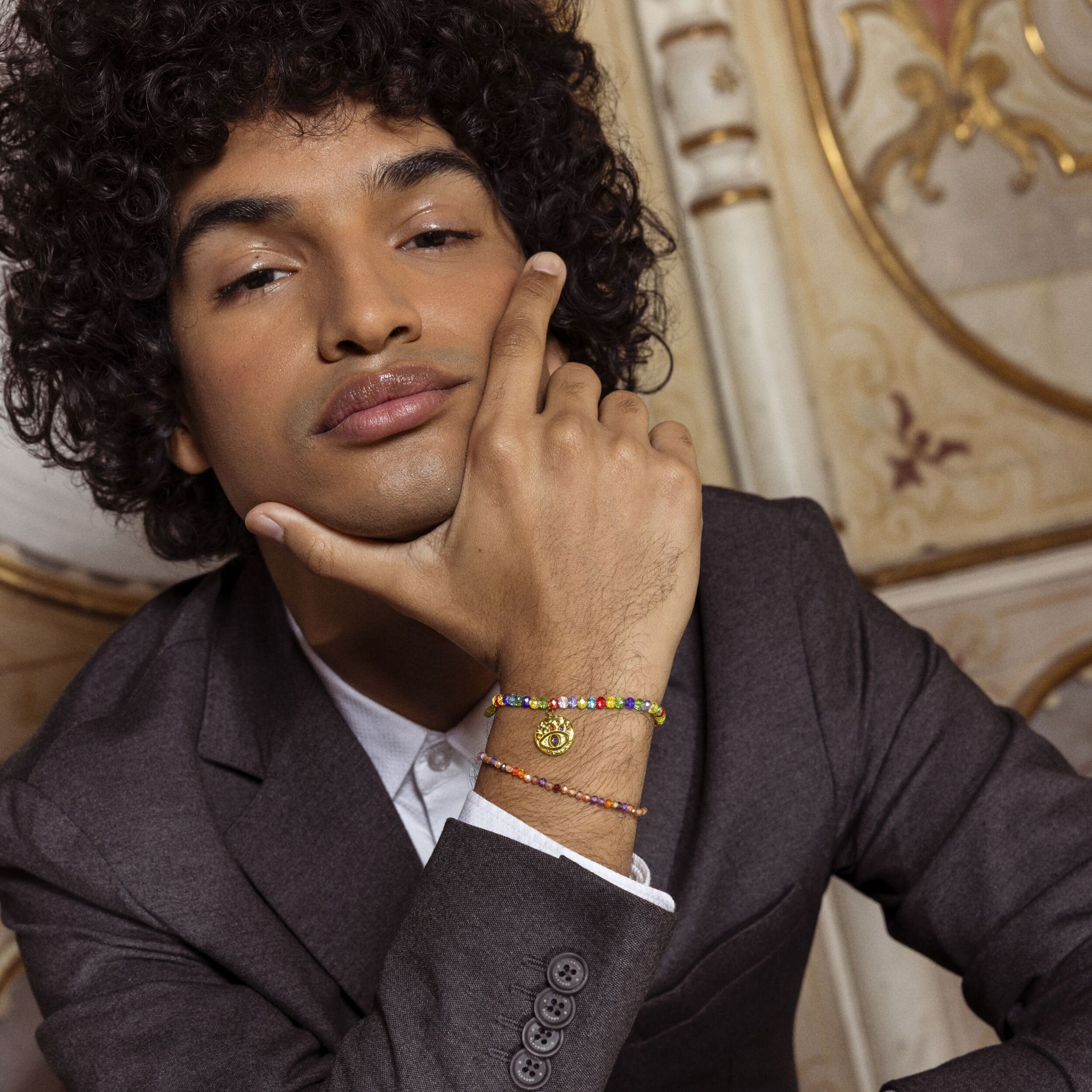Pulsera de Cristal Multicolor acabada en oro amarillo de 18K- Targey