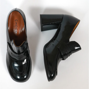 MOCASSINO TACCO ROTONDO CHOCOLA' NERO