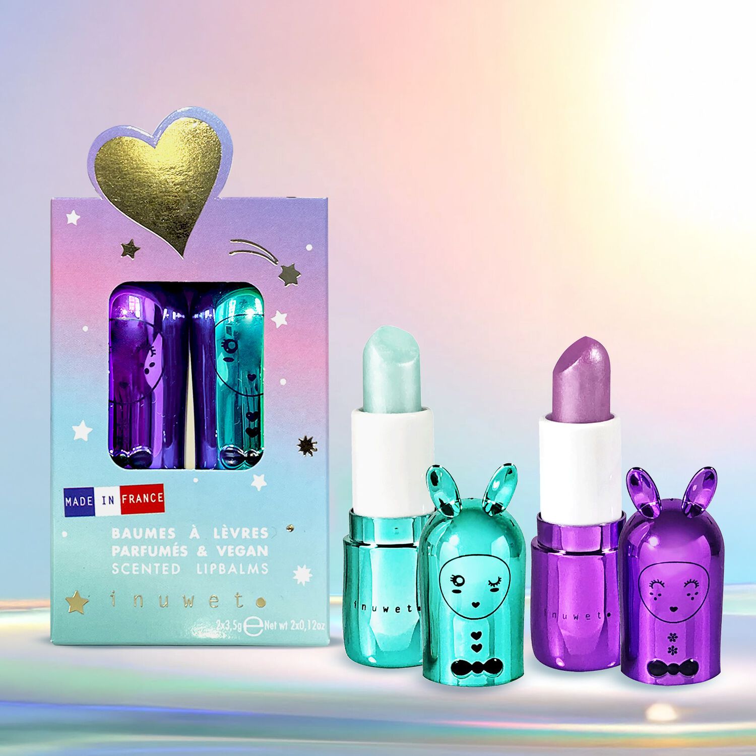 Cupcake Cassis - Coffret 2 Baumes à Lèvres Collection Rainbow Glitter.