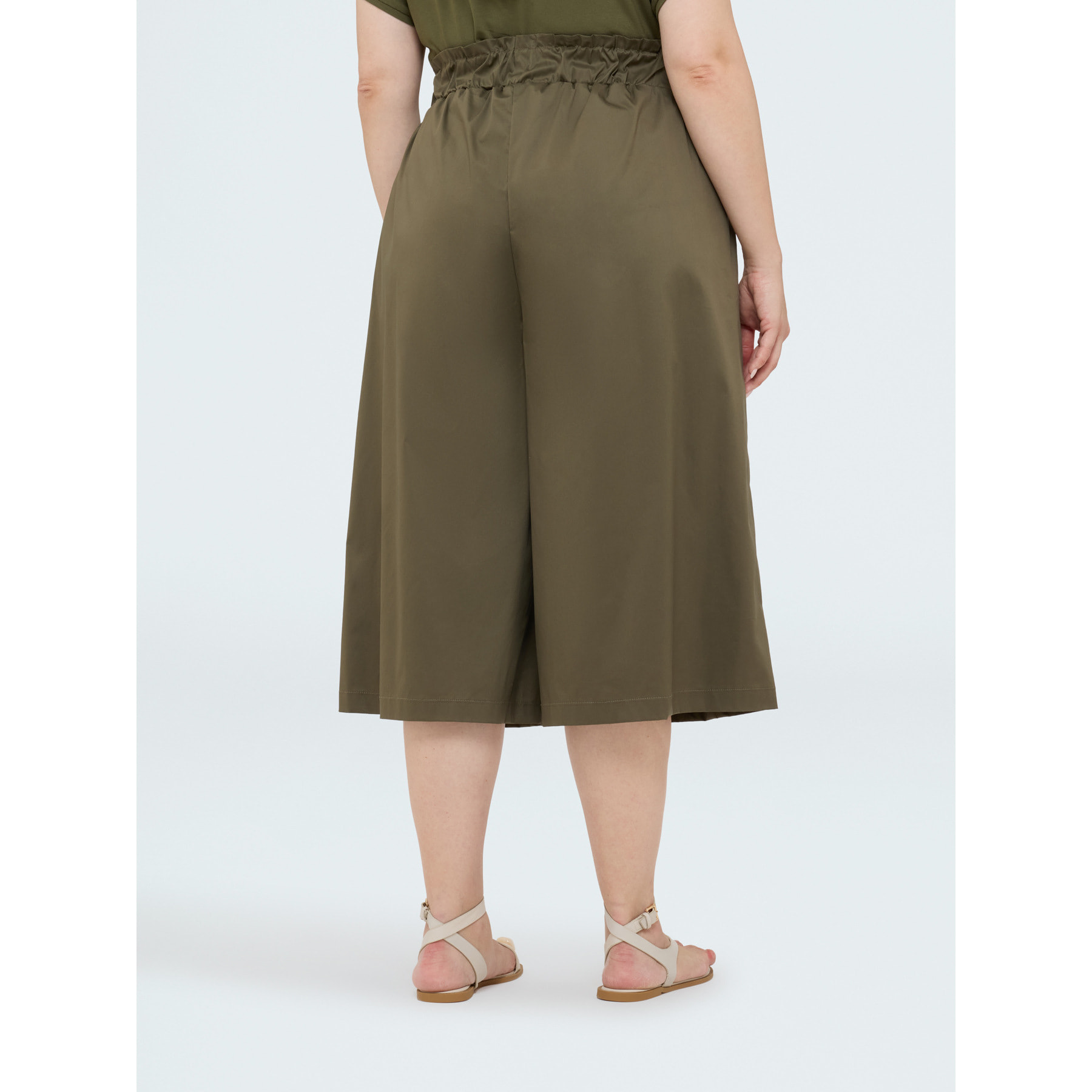 Fiorella Rubino - Pantalón falda en popelina de algodón - Verde militare