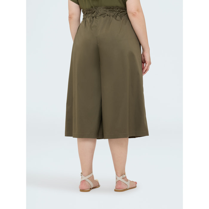 Fiorella Rubino - Pantalón falda en popelina de algodón - Verde militare