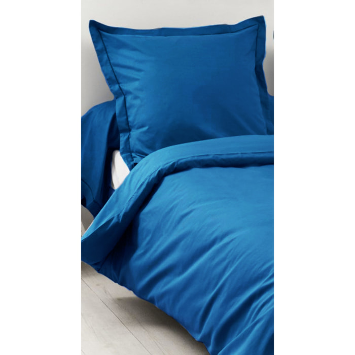 Housse de Couette Unie en 100 % Coton - Bleu