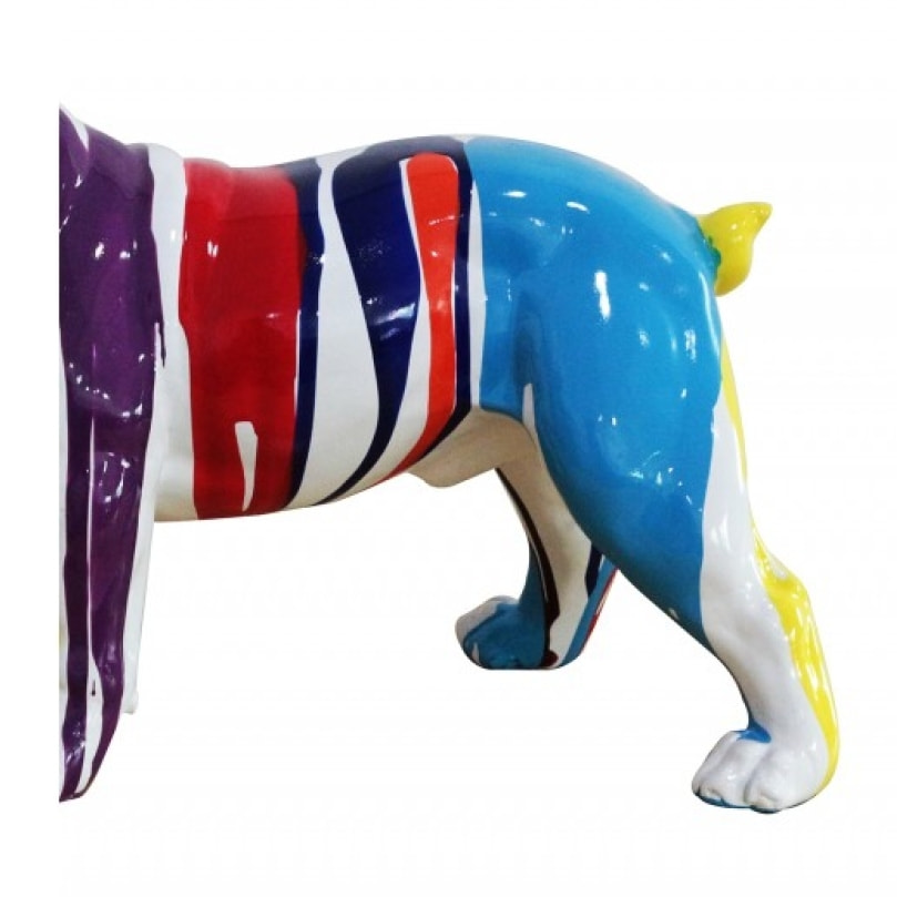 Statuette chien bouledogue multicolore en résine H32cm - MATEO