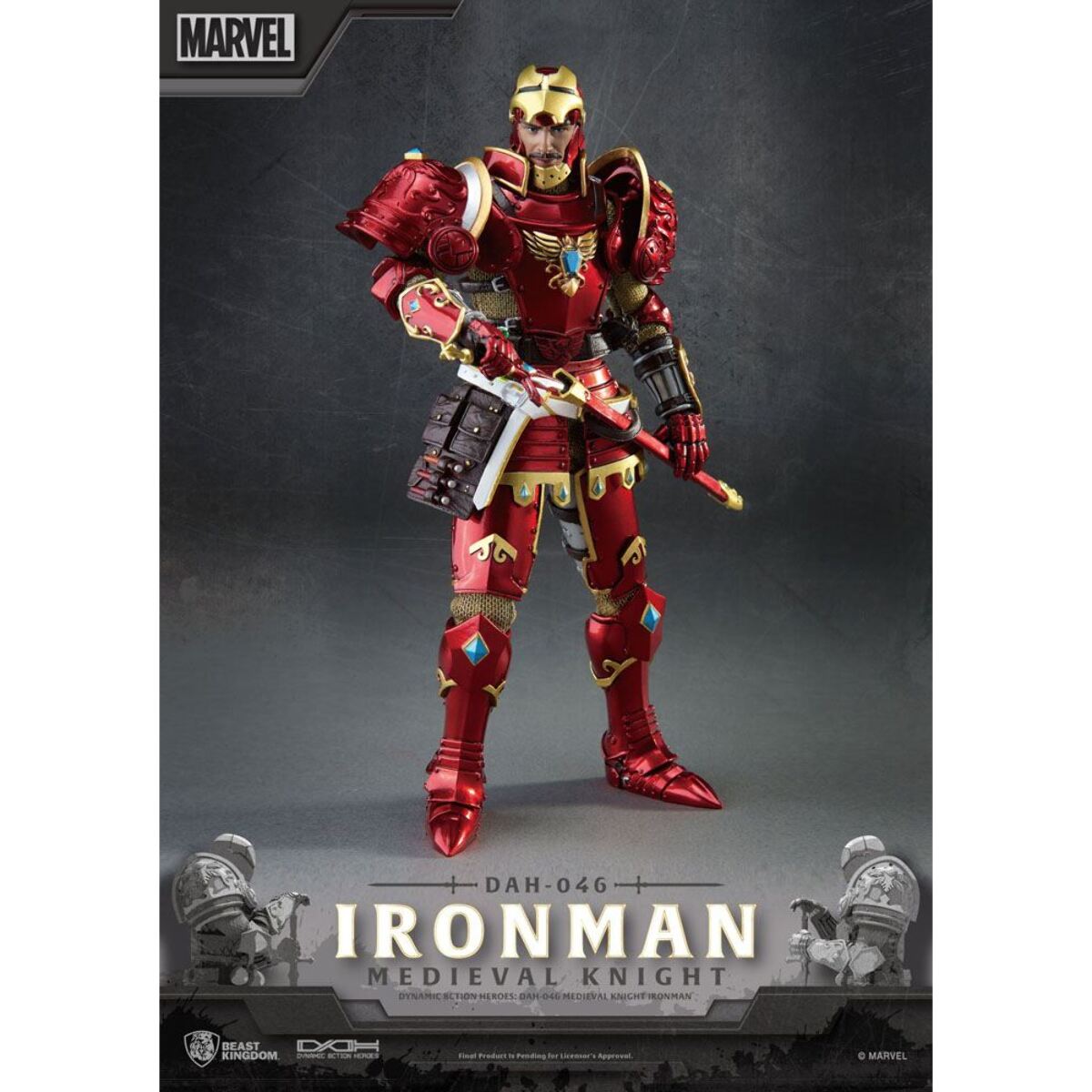 Marvel Action Figure Iron Man Cavaliere Medievale 20 Cm 1/9 Beast Kingdom Toys