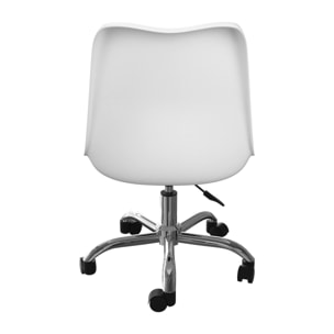 Chaise de bureau blanche sur roulettes - Skandi