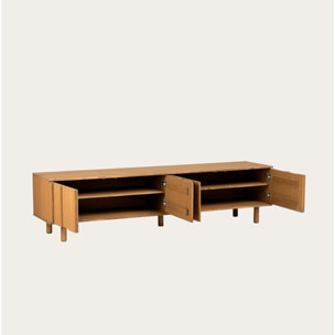 Meuble tv Sandoli -bois massif d'araucaria-couleur nogal 200 x 50 x 45 cm