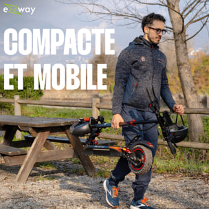 Trottinette Électrique Adulte EBOOST GO, Autonomie 50 Km, 25 Km/h, Pliable, Suspensions Avant et Arrière, Freins à Disque Double, Roues 10" Offroad