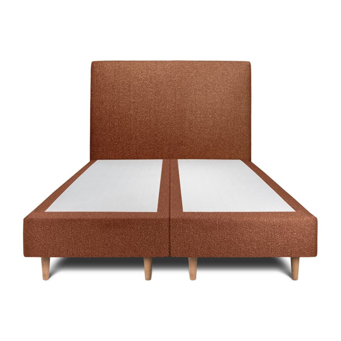 Lit avec tête de lit tapissée bouclette et sommier tapissier Ep20