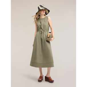 Motivi - Vestito con coulisse in popeline - Verde militare