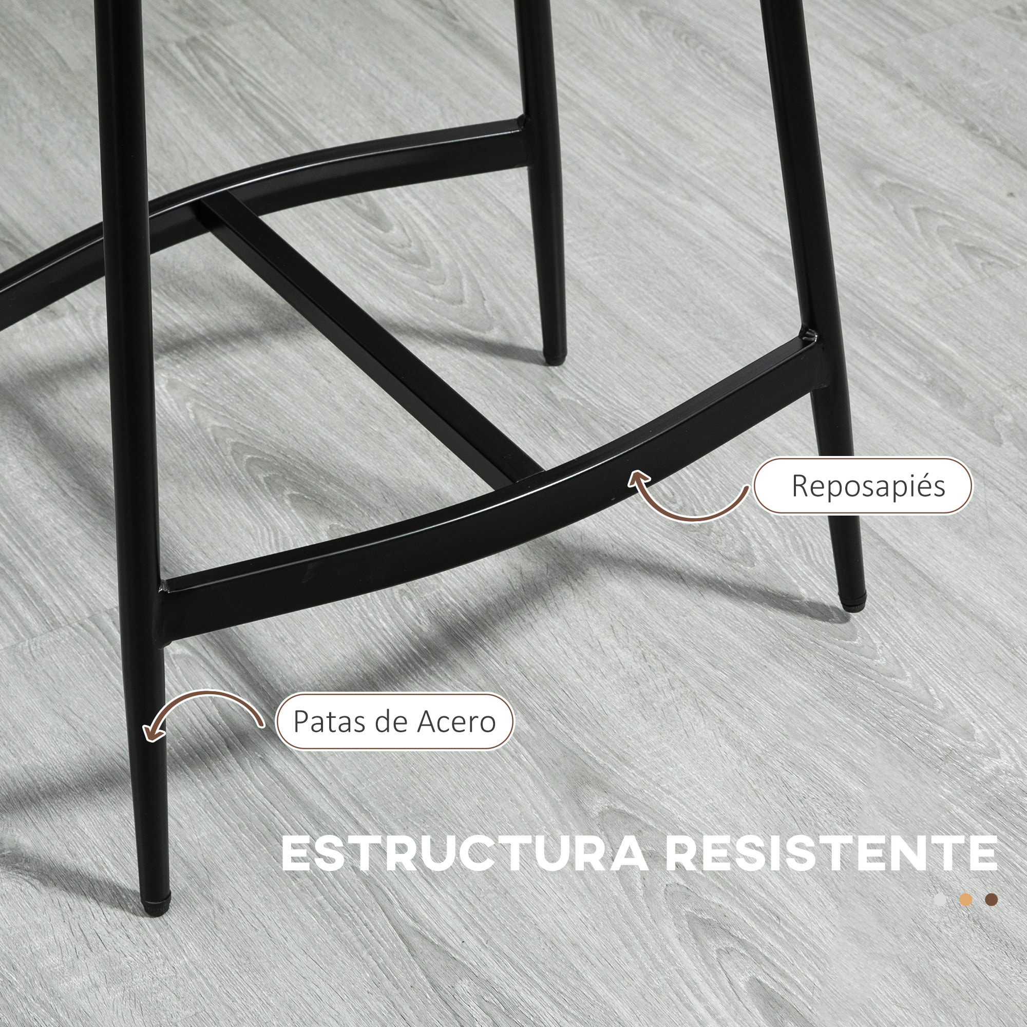 Conjunto de 2 Taburetes Altos de Cocina Sillas Altas de Cocina sin Respaldo con Estructura de Acero Estilo Industrial Carga 120 kg para Bar Salón Comedor Marrón