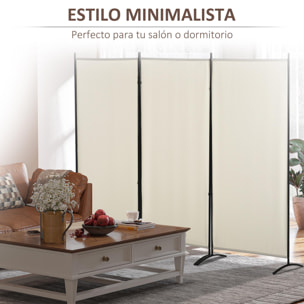 Biombo de 3 Paneles Biombo Separador de Ambientes 253x50x182 cm Divisor de Habitación Plegable con 6 Pies de Metal Pantalla de Privacidad para Oficina Dormitorio Beige