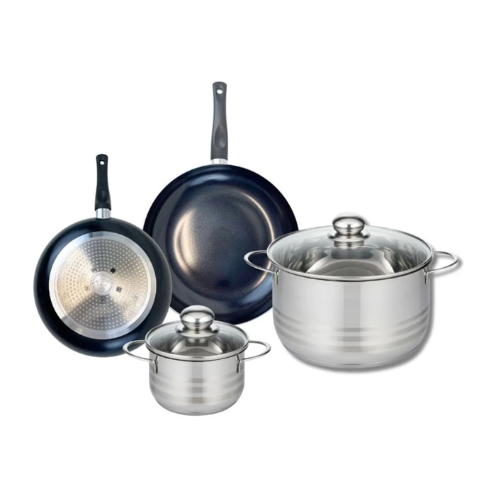 Ensemble de 2 Poêles de cuisson 20 et 24 cm et 2 faitouts 14 et 24 cm Elo Prima Brillant