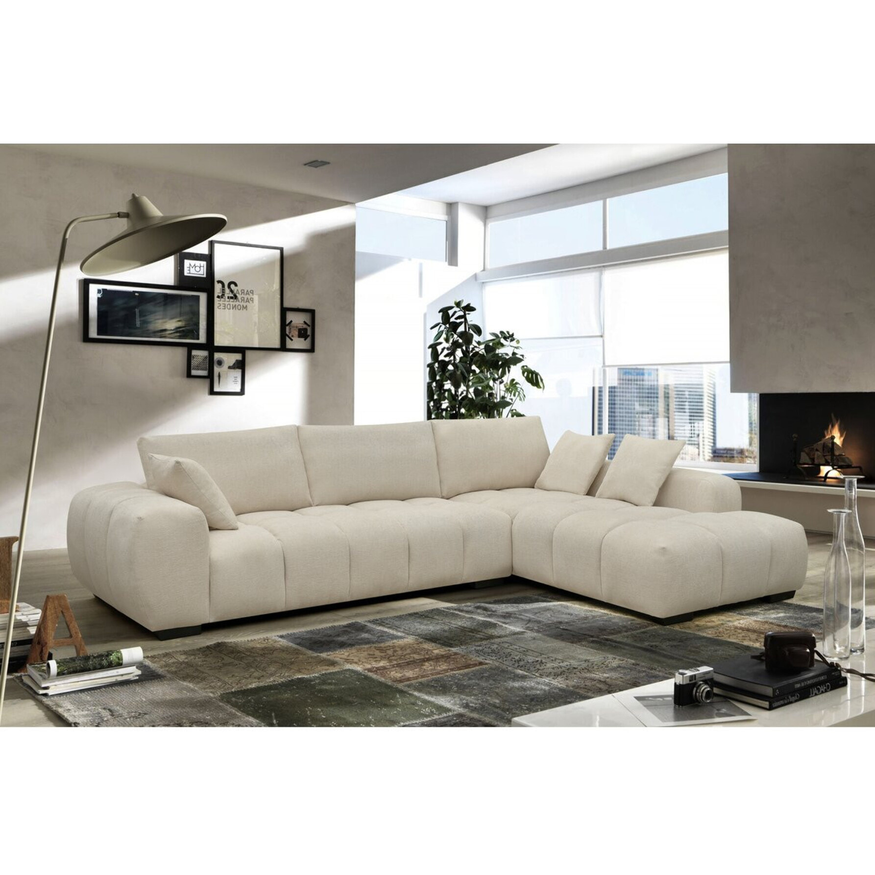 Canapé d'angle Monceau" - 3 places - Beige