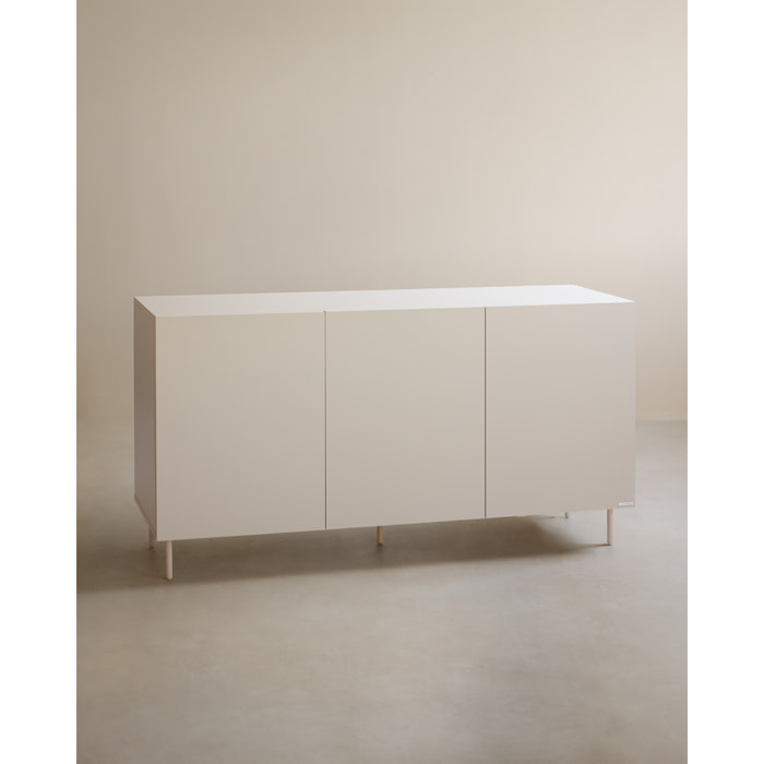 Buffet avec 3 portes laqué en teinte sable de 160x40cm Hauteur: 85 Longueur: 160 Largeur: 40