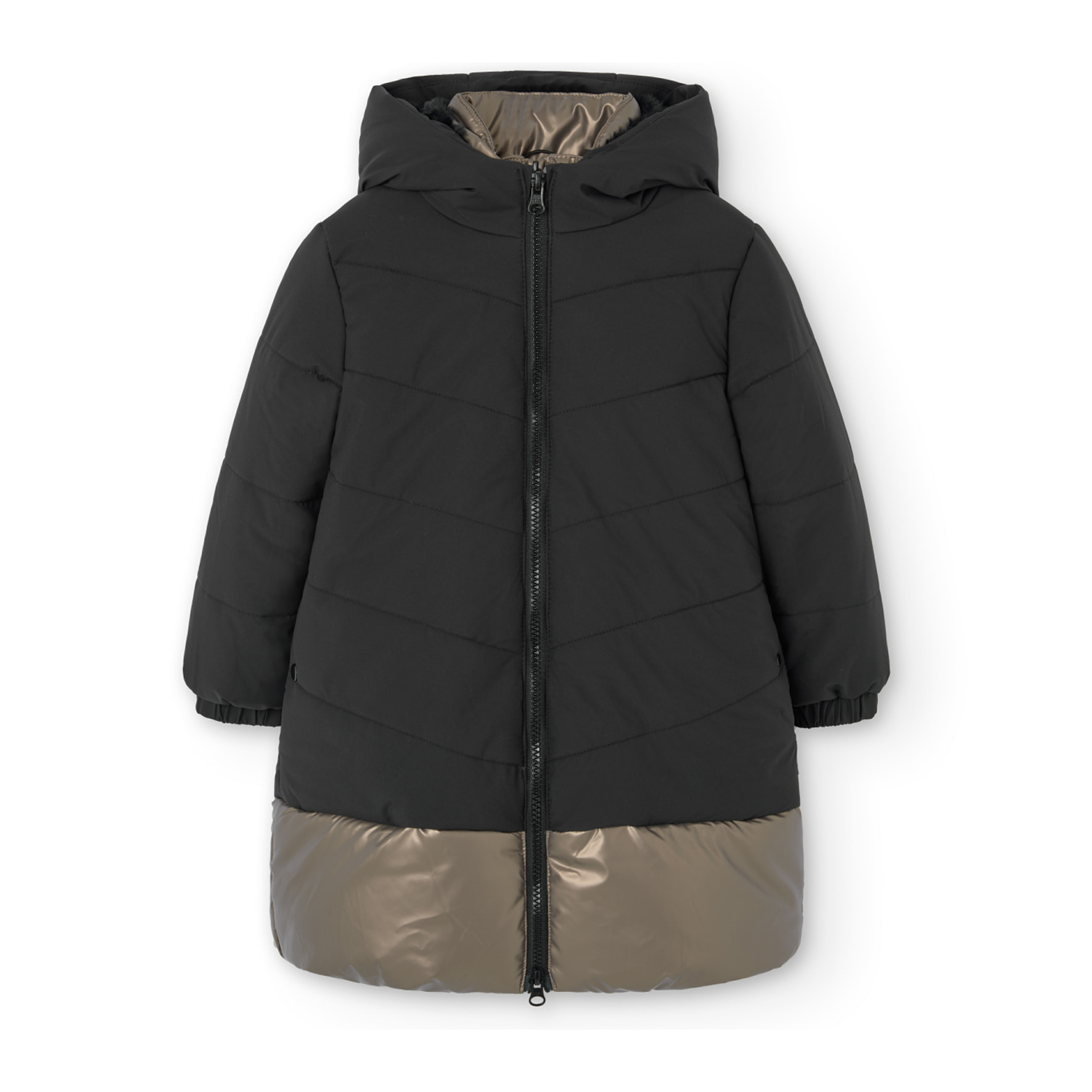 Parka tejido técnico combinada de niña