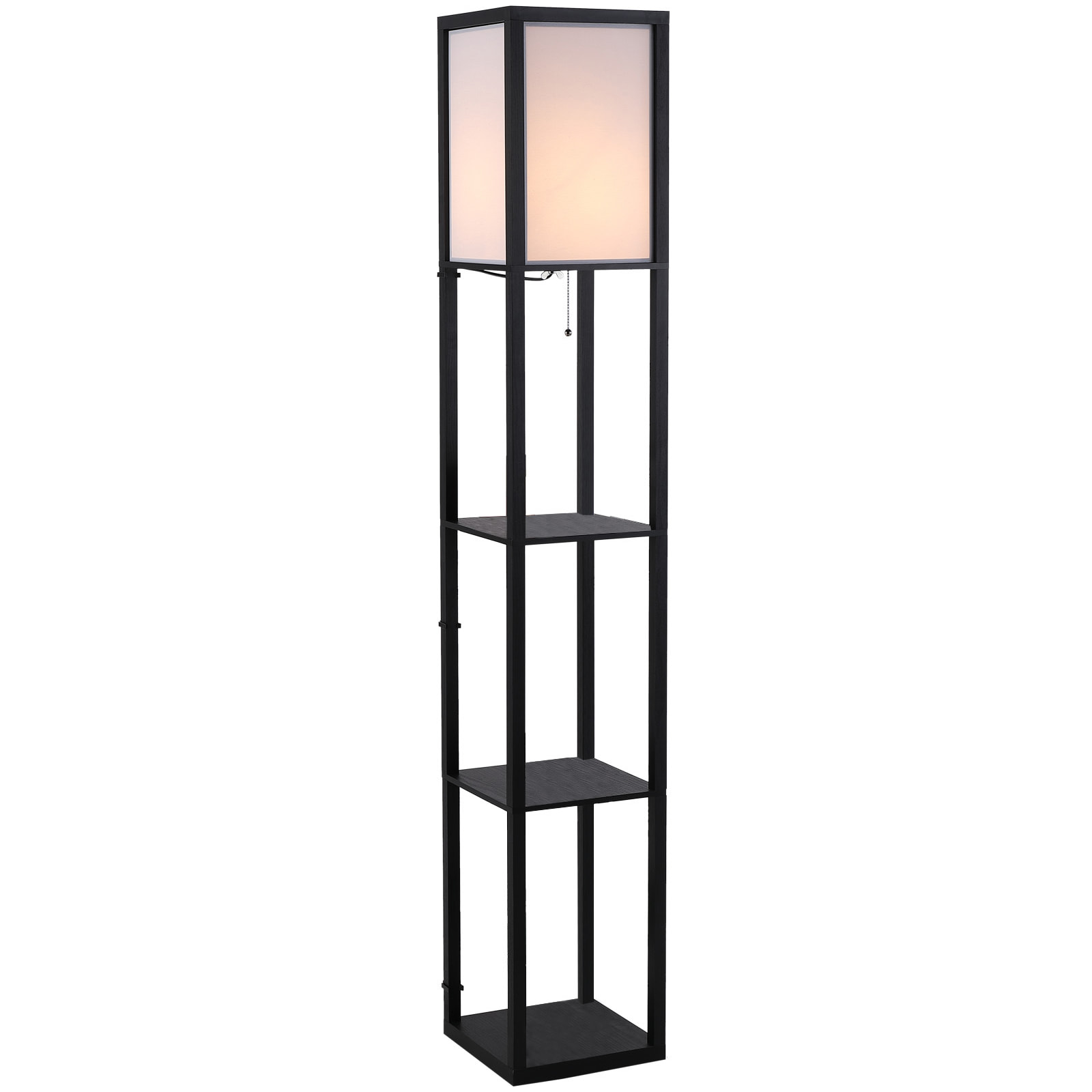 Lampadaire étagère lampe étagère 26L x 26l x 160H cm 3 étagères 4 niveaux MDF noir