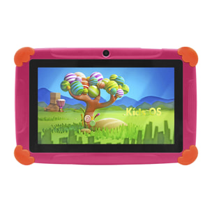 DAM Tablet Infantil K77 WiFi. SO Android 7. Pantalla 7'' 1024x600px. MTK8321 Quad-Core 1,3GHz, 1GB RAM + 8GB. Doble cámara. 21x2x13,5 Cm. Color: Rosa