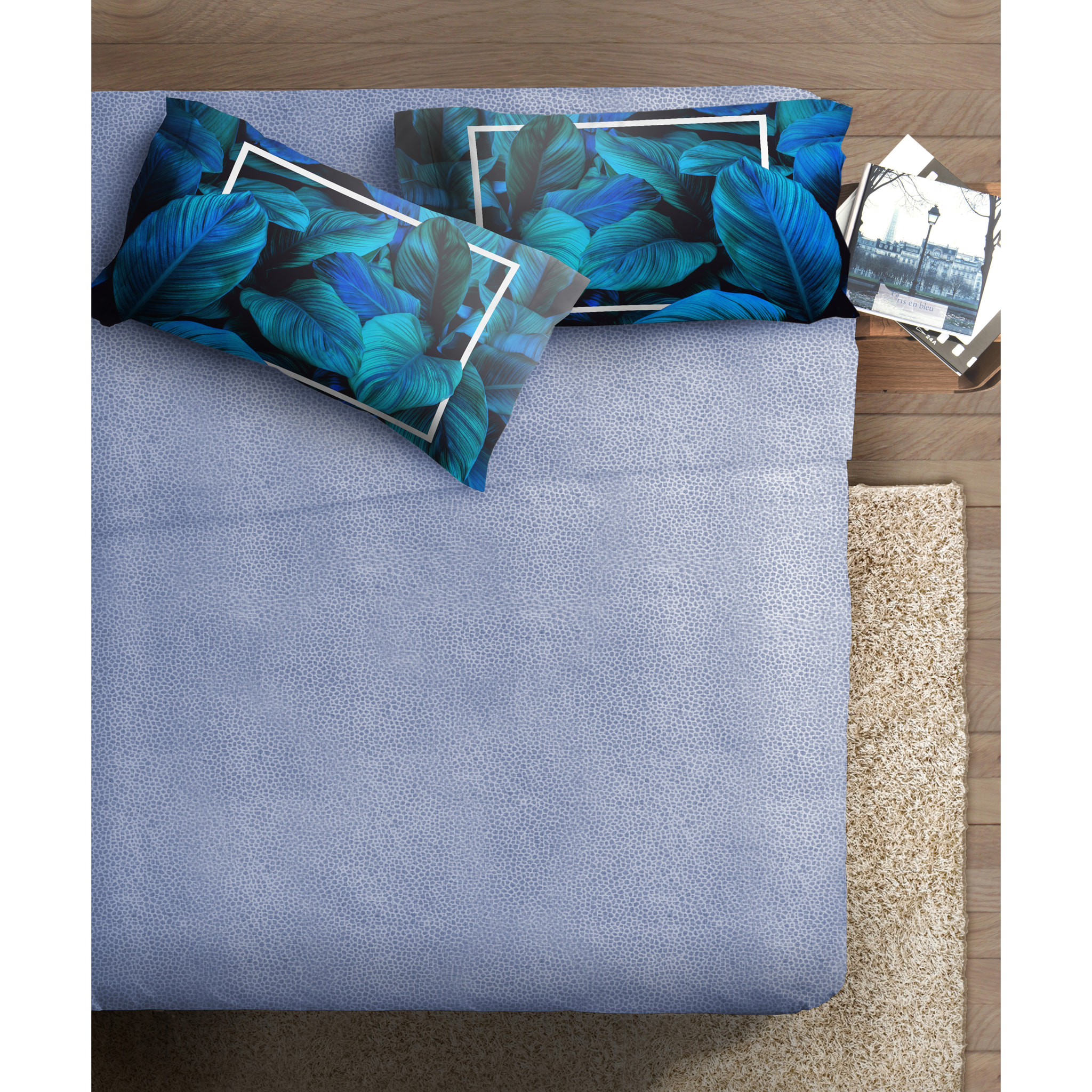 Completo letto fotografico Fine-Art IPERSAN Puro Cotone Foglia
