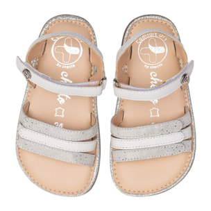 SANDALIA BAREFOOT BLANCO - VELCRO Y BRILLO ELEGANTE