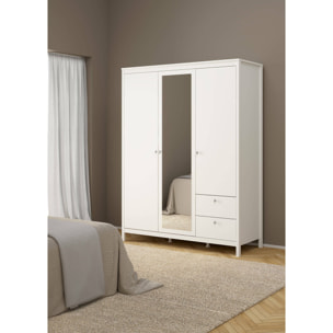 Guardaroba 3 ante Rufina, Mobile camera da letto, Cabina armadio portabiti, Armadio appendiabiti, 150x58 h199 cm, Bianco