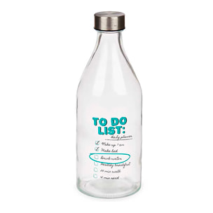Bottiglia da 1000ml con tappo in acciaio e design "To do list".