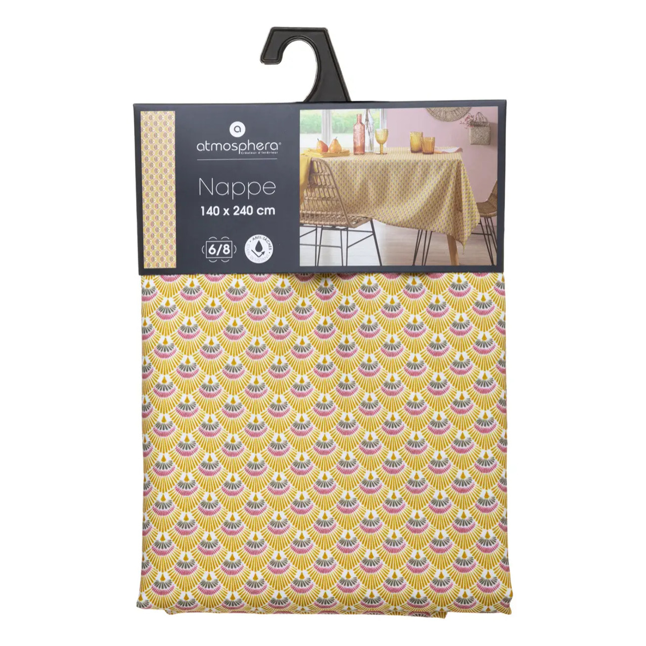 Nappe anti-tache "Gloria" jaune moutarde 140x240cm