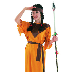 Costume Carnevale Indiana America Donna Arancio Marrone
