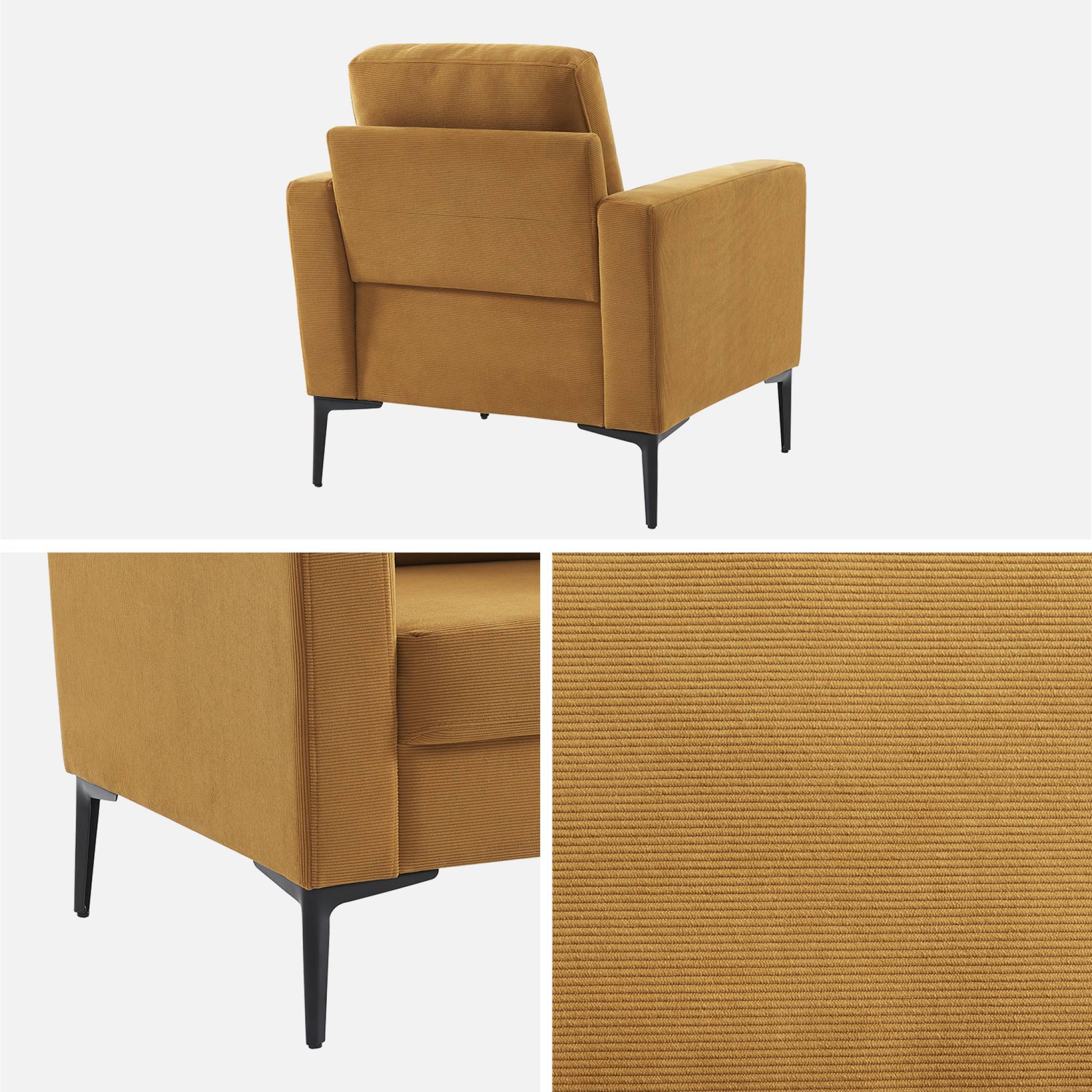 Fauteuil pieds métal velours côtelé BJORN