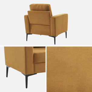 Fauteuil pieds métal velours côtelé BJORN