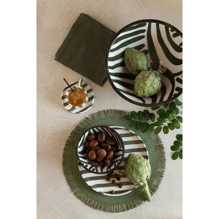 J-Line bols - bois de manguier - vert olive/marron foncé - small - assortiment de 2