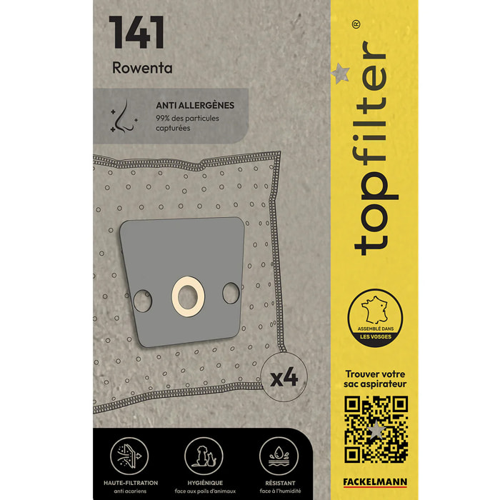 Lot de 4 sacs aspirateur Rowenta TopFilter Premium