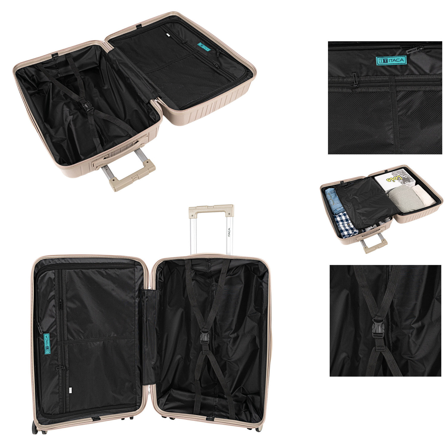 Juego De Maletas Rígidas Pp Itaca Danubio Taupe